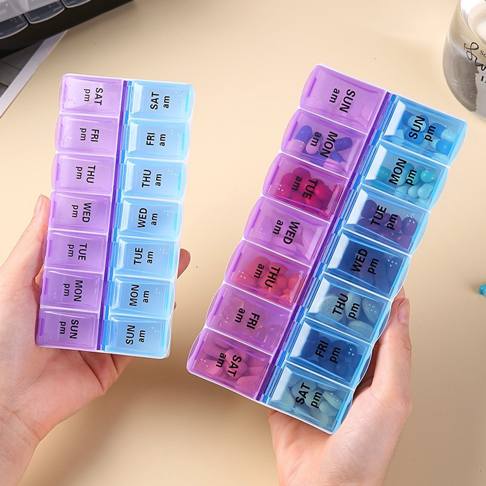 Laptops - 14コンパートメント独立型ピルケースポータブル薬箱ホームオフィストラベルアクセサリー