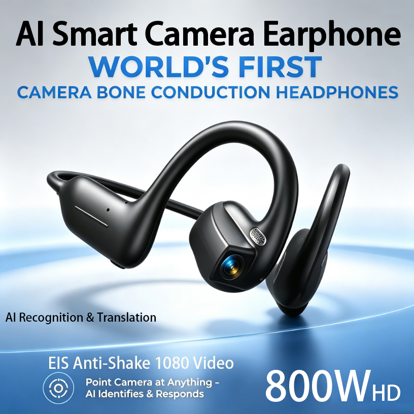 Headphones - 2026年最新スマートイヤホン：ダイナミックなサウンドエフェクト、音楽、Bluetooth、HD通話、800Wスマートカメラ、リアルタイム翻訳機能搭載。