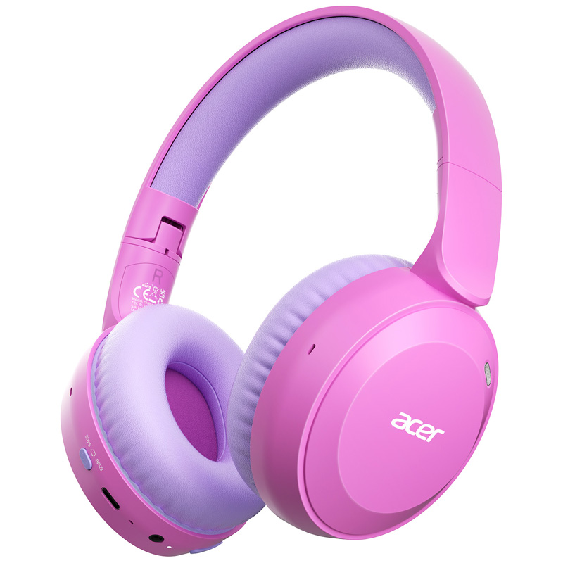 Anc Wireless Over Ear Headphones - Acer OHR668 キッズ用 Bluetooth 6.0 ヘッドホン。最大音量85/94dB、音量制限機能付き。折りたたみ式で、ワイヤレス、オーバーイヤー型。60時間の連続再生が可能。内蔵マイク付き。