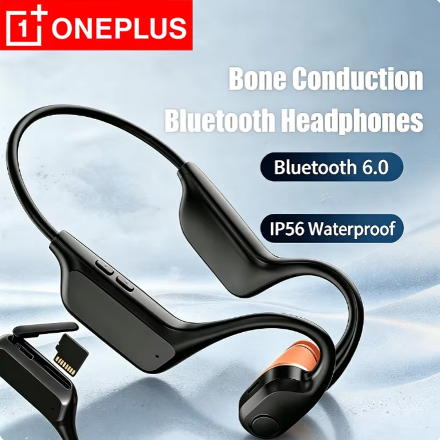 Bone Conduction Running Headphones - OnePlus オープンイヤー骨伝導Bluetoothヘッドホン。超長時間のバッテリー駆動が可能で、ランニング、サイクリング、水泳などのスポーツに最適。