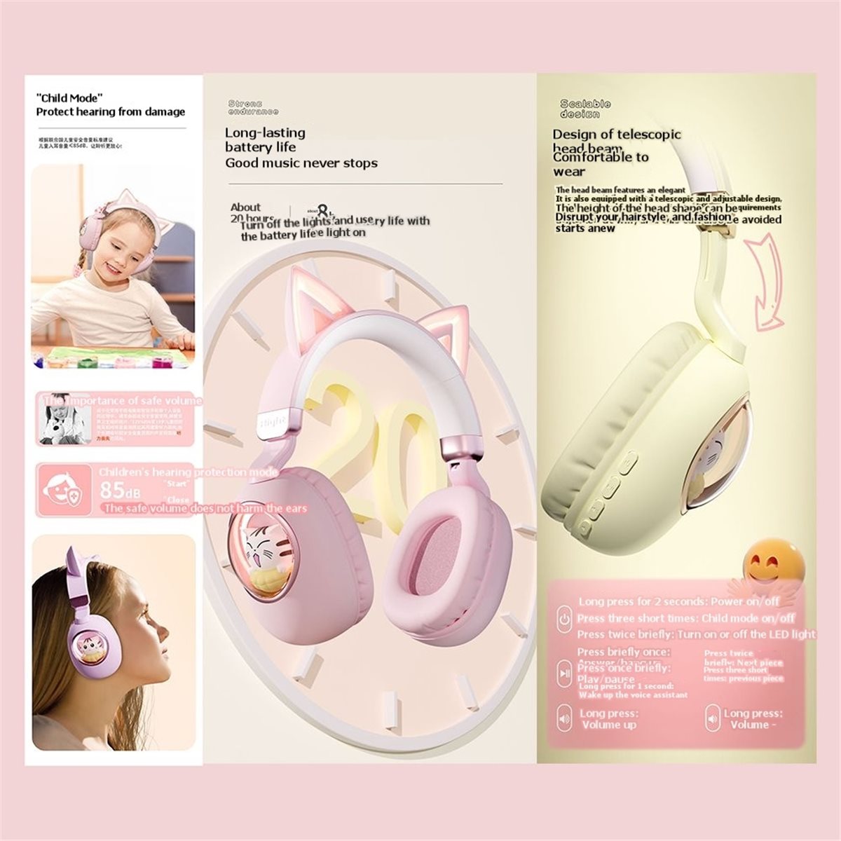 【バリューパック】かわいい猫耳Bluetooth 5.3ワイ - Cat Ear Bluetooth Headset Led のレビューと価格